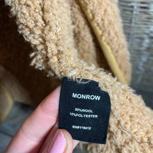Monrow Wool Camel Teddy Jacket - size S - Picture 8 of 11